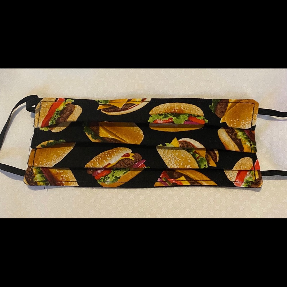 Fun, fun, fun! 100% cotton Cheeseburger mask!